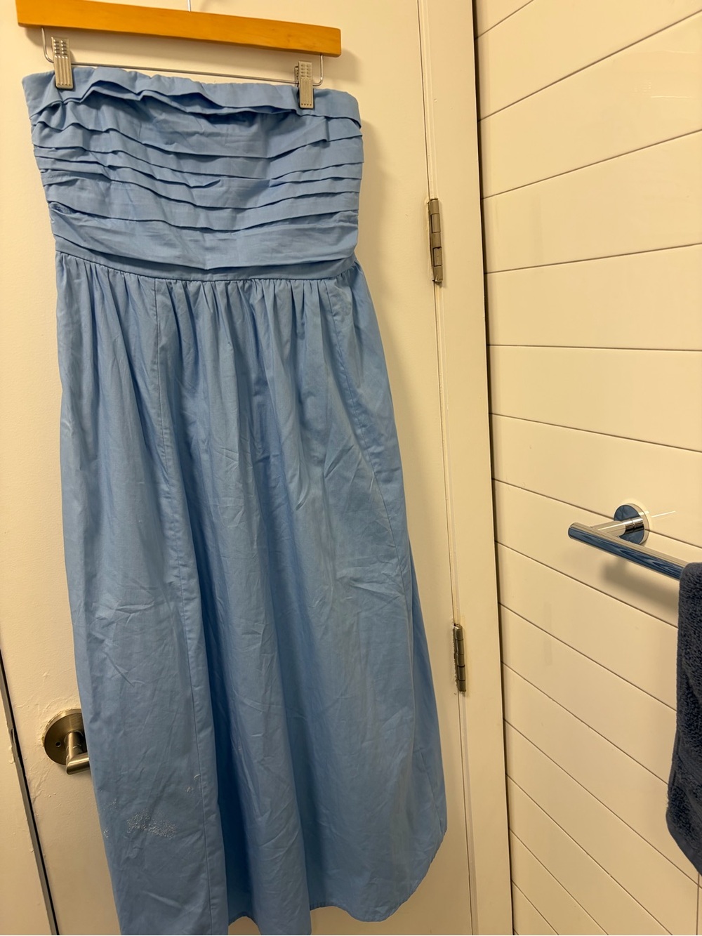 Abercrombie & Fitch Strapless Light Blue Ruffle Bodice Maxi Dress